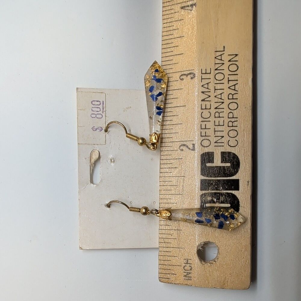(3) Pair Pierced 23K Hammered Gold inside Dangle Earrings Arrowhead Blue Purple - Picture 5 of 15